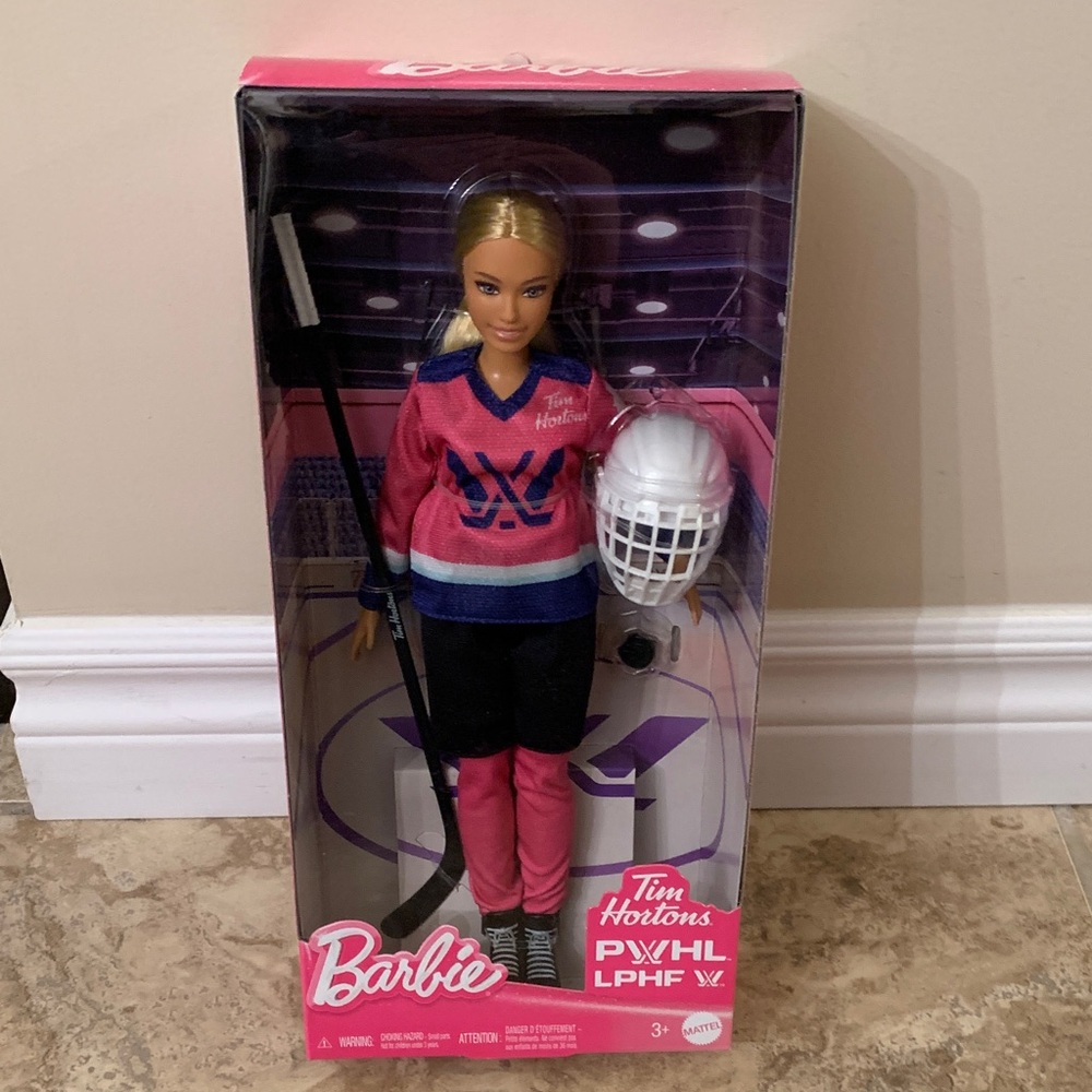 Mattel NEW Barbie Hockey Doll Player Pink Jersey Tim Hortons